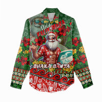 Mele Kalikimaka Shaka Santa Women Casual Shirt Hawaiian Surf Christmas Design with Aloha Spirit DT02 - Polynesian Pride
