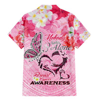 Butterfly Polynesia Breast Cancer Family Matching Mermaid Dress and Hawaiian Shirt Nobody Fights Alone Pink Out Tropical Hibiscus DT02 - Polynesian Pride