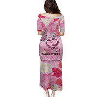 Butterfly Polynesia Breast Cancer Family Matching Puletasi and Hawaiian Shirt Nobody Fights Alone Pink Out Tropical Hibiscus DT02 - Polynesian Pride