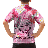 Butterfly Polynesia Breast Cancer Kid Hawaiian Shirt Nobody Fights Alone Pink Out Tropical Hibiscus