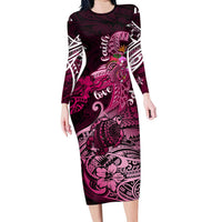 Breast Cancer Mermaid Polynesia Family Matching Long Sleeve Bodycon Dress and Hawaiian Shirt Faith Hope Love DT02 Mom's Dress Pink - Polynesian Pride