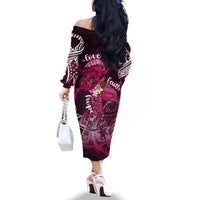 Breast Cancer Mermaid Polynesia Family Matching Off The Shoulder Long Sleeve Dress and Hawaiian Shirt Faith Hope Love DT02 - Polynesian Pride