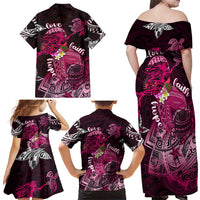 Breast Cancer Mermaid Polynesia Family Matching Off Shoulder Maxi Dress and Hawaiian Shirt Faith Hope Love DT02 - Polynesian Pride