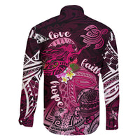 Breast Cancer Mermaid Polynesia Family Matching Off Shoulder Short Dress and Hawaiian Shirt Faith Hope Love DT02 - Polynesian Pride