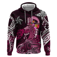 Breast Cancer Mermaid Polynesia Zip Hoodie Faith Hope Love DT02 Pullover Hoodie Pink - Polynesian Pride