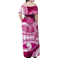 Breast Cancer Awareness Hawaii Family Matching Off Shoulder Maxi Dress and Hawaiian Shirt Polynesia Girl Nobody Fights Alone DT02 - Polynesian Pride