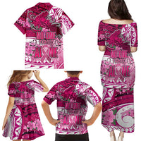 Breast Cancer Awareness Hawaii Family Matching Puletasi and Hawaiian Shirt Polynesia Girl Nobody Fights Alone DT02 - Polynesian Pride