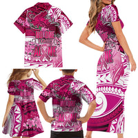 Breast Cancer Awareness Hawaii Family Matching Short Sleeve Bodycon Dress and Hawaiian Shirt Polynesia Girl Nobody Fights Alone DT02 - Polynesian Pride