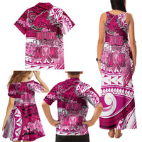 Breast Cancer Awareness Hawaii Family Matching Tank Maxi Dress and Hawaiian Shirt Polynesia Girl Nobody Fights Alone DT02 - Polynesian Pride