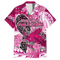 Breast Cancer Awareness Hawaii Family Matching Tank Maxi Dress and Hawaiian Shirt Polynesia Girl Nobody Fights Alone DT02 Dad's Shirt - Short Sleeve Pink - Polynesian Pride