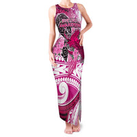 Breast Cancer Awareness Hawaii Family Matching Tank Maxi Dress and Hawaiian Shirt Polynesia Girl Nobody Fights Alone DT02 Mom's Dress Pink - Polynesian Pride