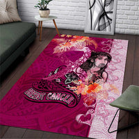 Breast Cancer New Zealand Area Rug Maori Aotearoa Girl Pink Out DT02 Pink - Polynesian Pride