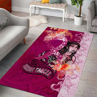 Breast Cancer New Zealand Area Rug Maori Aotearoa Girl Pink Out DT02 - Polynesian Pride