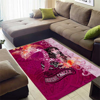 Breast Cancer New Zealand Area Rug Maori Aotearoa Girl Pink Out DT02 - Polynesian Pride