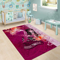 Breast Cancer New Zealand Area Rug Maori Aotearoa Girl Pink Out DT02 - Polynesian Pride