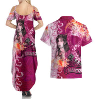 Breast Cancer New Zealand Couples Matching Summer Maxi Dress and Hawaiian Shirt Maori Aotearoa Girl Pink Out DT02 - Polynesian Pride