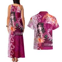 Breast Cancer New Zealand Couples Matching Tank Maxi Dress and Hawaiian Shirt Maori Aotearoa Girl Pink Out DT02 - Polynesian Pride