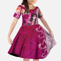 Breast Cancer New Zealand Family Matching Off The Shoulder Long Sleeve Dress and Hawaiian Shirt Maori Aotearoa Girl Pink Out DT02 Daughter's Dress Pink - Polynesian Pride