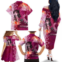Breast Cancer New Zealand Family Matching Off The Shoulder Long Sleeve Dress and Hawaiian Shirt Maori Aotearoa Girl Pink Out DT02 - Polynesian Pride