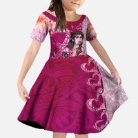 Breast Cancer New Zealand Family Matching Off Shoulder Maxi Dress and Hawaiian Shirt Maori Aotearoa Girl Pink Out DT02 Daughter's Dress Pink - Polynesian Pride