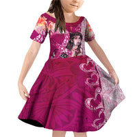 Breast Cancer New Zealand Family Matching Off Shoulder Short Dress and Hawaiian Shirt Maori Aotearoa Girl Pink Out DT02 Daughter's Dress Pink - Polynesian Pride