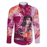Breast Cancer New Zealand Family Matching Puletasi and Hawaiian Shirt Maori Aotearoa Girl Pink Out DT02 Dad's Shirt - Long Sleeve Pink - Polynesian Pride