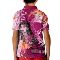 Breast Cancer New Zealand Kid Polo Shirt Maori Aotearoa Girl Pink Out DT02 - Polynesian Pride