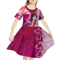 Breast Cancer New Zealand Kid Short Sleeve Dress Maori Aotearoa Girl Pink Out DT02 - Polynesian Pride