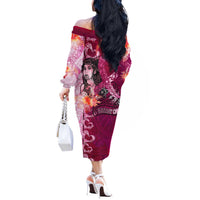 Breast Cancer New Zealand Off The Shoulder Long Sleeve Dress Maori Aotearoa Girl Pink Out