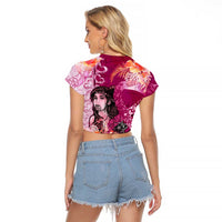 Breast Cancer New Zealand Raglan Cropped T Shirt Maori Aotearoa Girl Pink Out