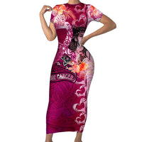 Breast Cancer New Zealand Short Sleeve Bodycon Dress Maori Aotearoa Girl Pink Out DT02 Long Dress Pink - Polynesian Pride