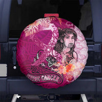 Breast Cancer New Zealand Spare Tire Cover Maori Aotearoa Girl Pink Out DT02 No hole Pink - Polynesian Pride
