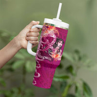 Breast Cancer New Zealand Tumbler With Handle Maori Aotearoa Girl Pink Out DT02 - Polynesian Pride