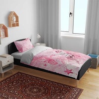Breast Cancer Awareness Month Bedding Set Butterfly Polynesia Watercolor Pink