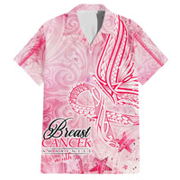 Breast Cancer Awareness Month Family Matching Off Shoulder Short Dress and Hawaiian Shirt Butterfly Polynesia Watercolor Pink DT02 Dad's Shirt - Short Sleeve Pink - Polynesian Pride