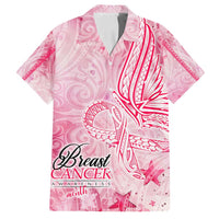Breast Cancer Awareness Month Family Matching Puletasi and Hawaiian Shirt Butterfly Polynesia Watercolor Pink DT02 Dad's Shirt - Short Sleeve Pink - Polynesian Pride
