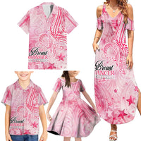 Breast Cancer Awareness Month Family Matching Summer Maxi Dress and Hawaiian Shirt Butterfly Polynesia Watercolor Pink DT02 - Polynesian Pride