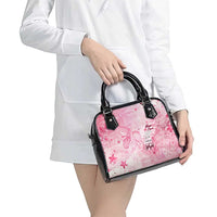 Breast Cancer Awareness Month Shoulder Handbag Butterfly Polynesia Watercolor Pink