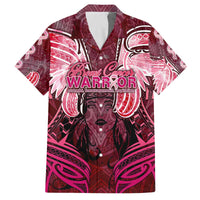 Breast Cancer Warrior Family Matching Off The Shoulder Long Sleeve Dress and Hawaiian Shirt Angel Wings Polynesian Pattern DT02 Dad's Shirt - Short Sleeve Pink - Polynesian Pride