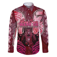 Breast Cancer Warrior Family Matching Short Sleeve Bodycon Dress and Hawaiian Shirt Angel Wings Polynesian Pattern DT02 Dad's Shirt - Long Sleeve Pink - Polynesian Pride