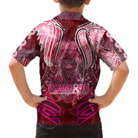 Breast Cancer Warrior Family Matching Summer Maxi Dress and Hawaiian Shirt Angel Wings Polynesian Pattern
