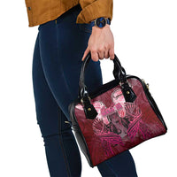 Breast Cancer Warrior Shoulder Handbag Angel Wings Polynesian Pattern