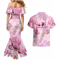 Breast Cancer Polynesian Couples Matching Mermaid Dress and Hawaiian Shirt I Can Do All Things Through Christ