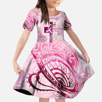 Breast Cancer Polynesian Family Matching Long Sleeve Bodycon Dress and Hawaiian Shirt I Can Do All Things Through Christ DT02 Daughter's Dress Pink - Polynesian Pride