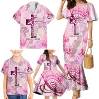 Breast Cancer Polynesian Family Matching Mermaid Dress and Hawaiian Shirt I Can Do All Things Through Christ DT02 - Polynesian Pride