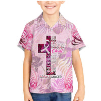 Breast Cancer Polynesian Family Matching Mermaid Dress and Hawaiian Shirt I Can Do All Things Through Christ DT02 Son's Shirt Pink - Polynesian Pride