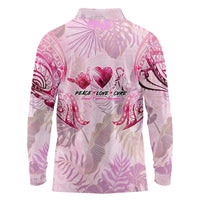 Breast Cancer Polynesian Long Sleeve Polo Shirt I Can Do All Things Through Christ DT02 - Polynesian Pride