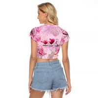 Breast Cancer Polynesian Raglan Cropped T Shirt I Can Do All Things Through Christ