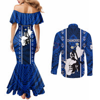 guam-chamorro-warrior-couples-matching-mermaid-dress-and-long-sleeve-button-shirts-traditional-tribal-patterns