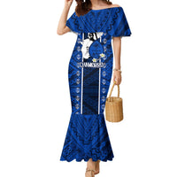Guam Chamorro Warrior Mermaid Dress Traditional Tribal Patterns DT02 Women Blue - Polynesian Pride